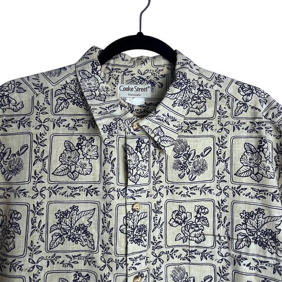 Vintage Cooke Street Honolulu Hawaiian Men's 2XL Blue Floral Print (D471) - Picture 1 of 7